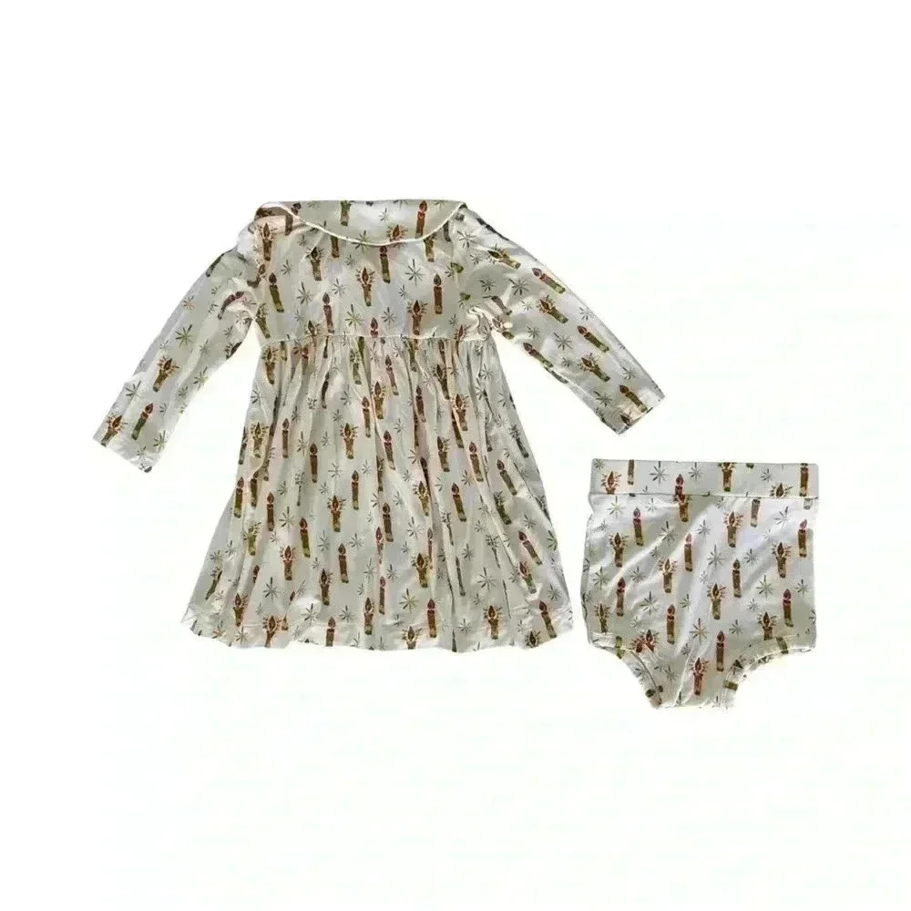 - Kate Quinn Neutral Candles Bamboo Dress and Bloomers Set 6-12M